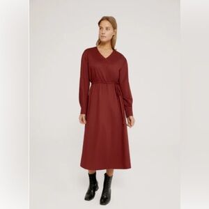 NWT Harshman Belinda Midi-Dress - Burgundy - 100% cotton - size medium